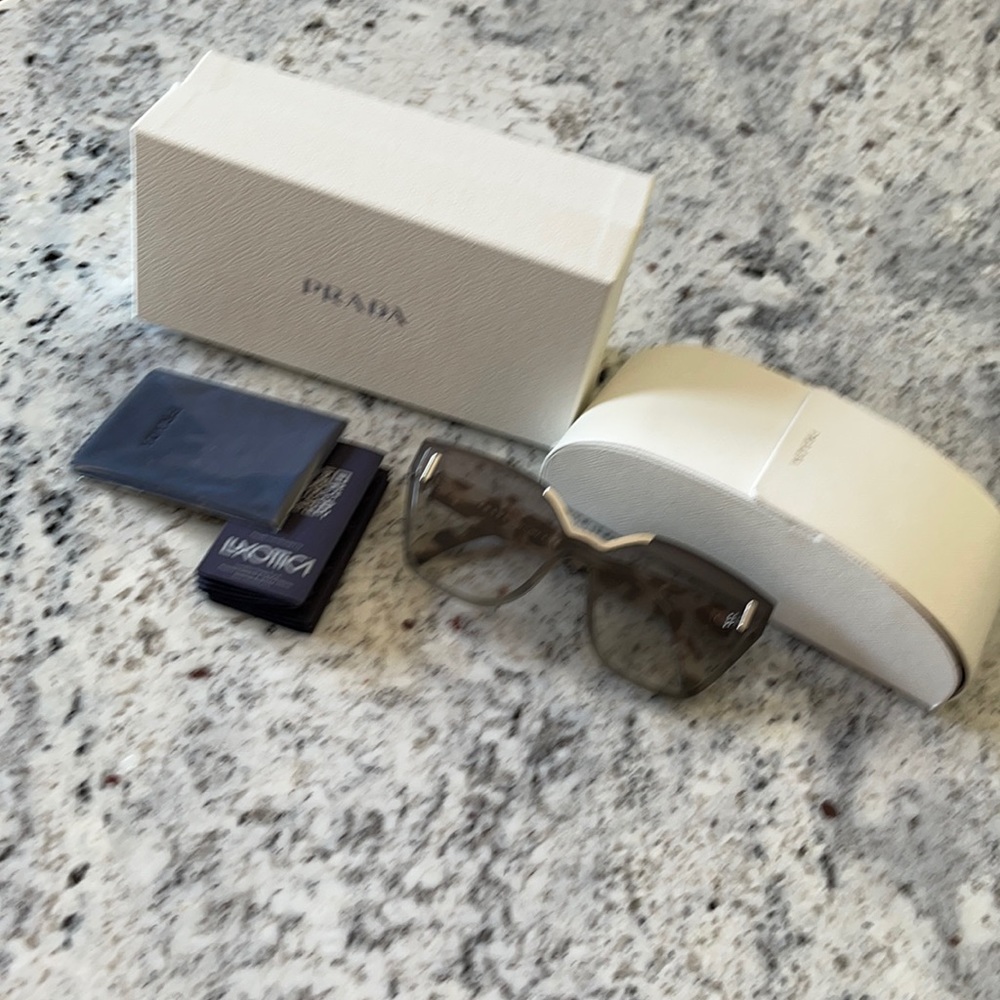 Prada cat eye gray sunglasses, silver/tortoise NWB